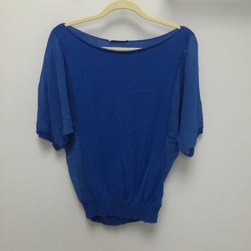 EUC Royal Blue Stefanel Top With Silk Sleeves